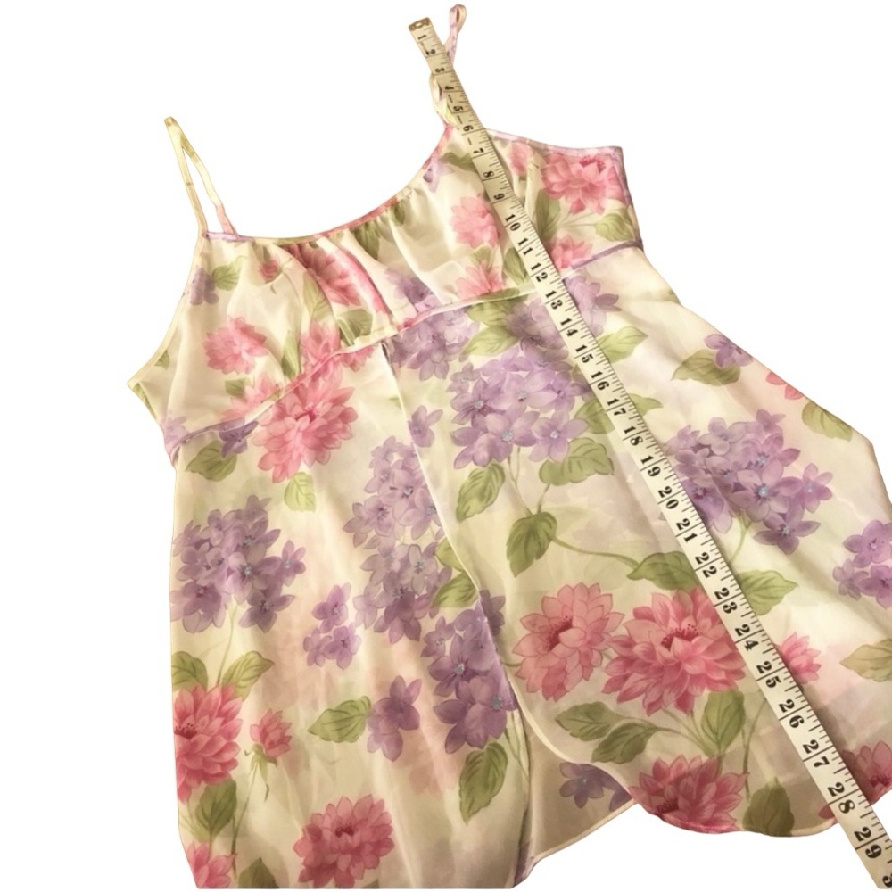 1980’s Open Front‎ Floral Sheer Chemise Summer Camisole Top, Vintage Lingerie, S - Picture 5 of 5